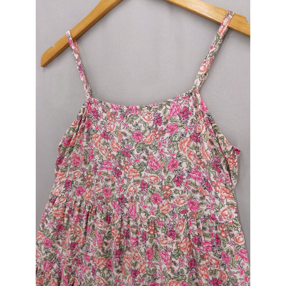 Old Navy Sundress Women S Pink Floral Tiered Sleeveless Adjustable Strap Pocket - Picture 2 of 8
